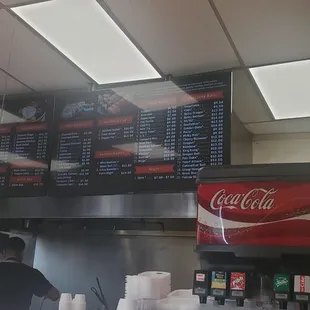 a menu and a counter