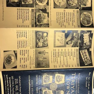 the menu for the restaurant