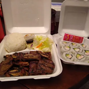 My favorite take out order: kalbi and Cali rolls!