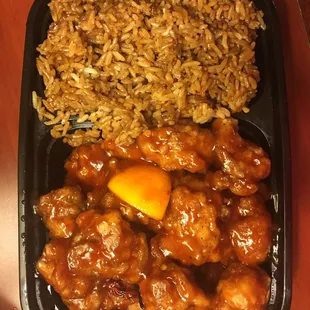 Orange chicken and fried rice so good