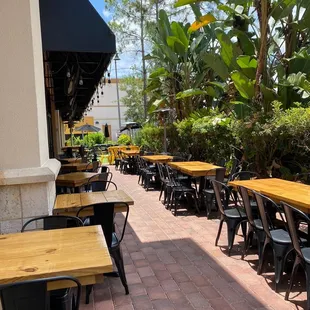 tables and chairs outside