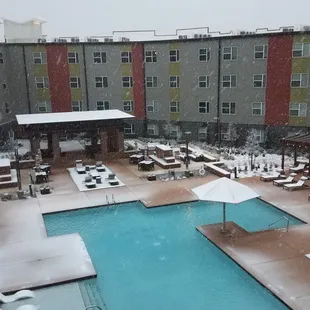 The pool is open and CLEAN year round, makes for a beautiful view no ugly pool covers in the winter!