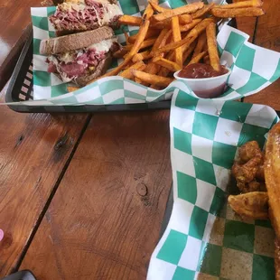 Turkey Reuben with sweet potato fries