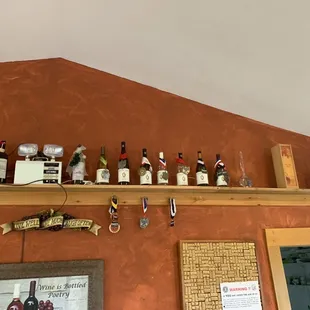 bottles of wine on a shelf