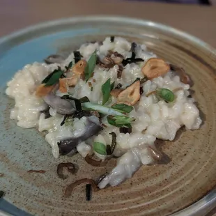 Crudo and Mushroom Risotto