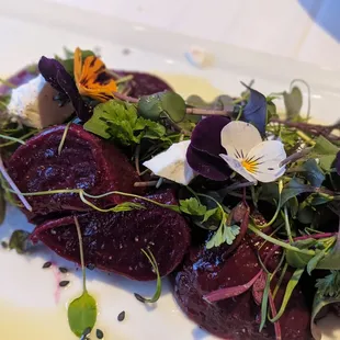 Beet and goat cheese salad