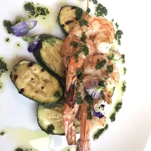 Grilled Shrimp Skewer with Zucchini. Delicious!