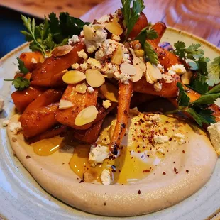 Harissa Glazed Carrots with Hummus ($15, 12/3/23)