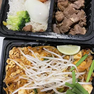 Tofu pad Thai and five spice pork