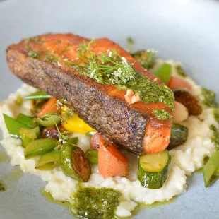 Scottish Salmon with Vegetable Risotto