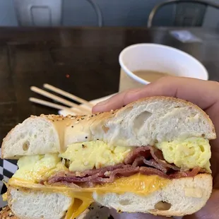 Yummy bacon bagel --$9.75