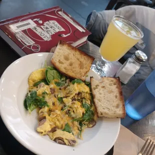 Veggie scramble and a mimosa