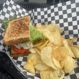 1/2 tuna salad sandwich and chips. yum.