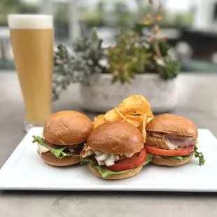 Grilled fish sliders with chips