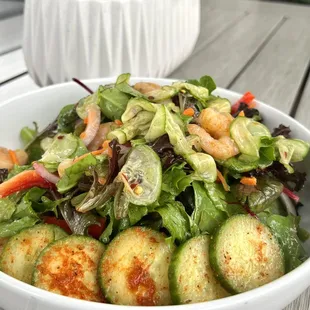 Spicy cucumber and shrimp salad