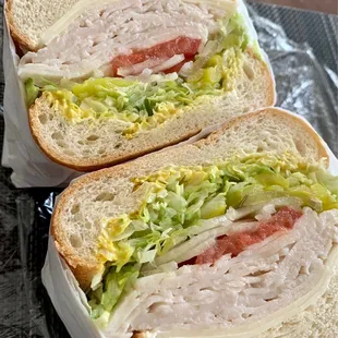 Turkey on a Sourdough roll with everything on it