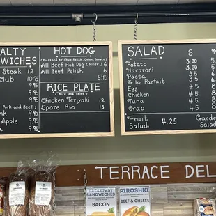 Specialty sandwiches and salad menu