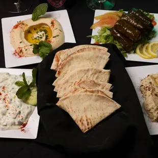 a variety of food on plates