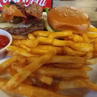 Bacon jalapeno burger and fries