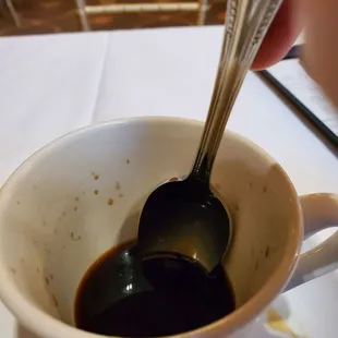 Here's my $6 "latte" (actually a single espresso but rung up wrong!)