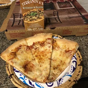 Slices of an 18 inch cheese pizza!!