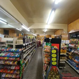 a wide aisle of products