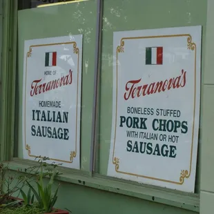 a sign in a window