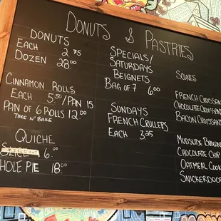 Donuts and pastries menu board