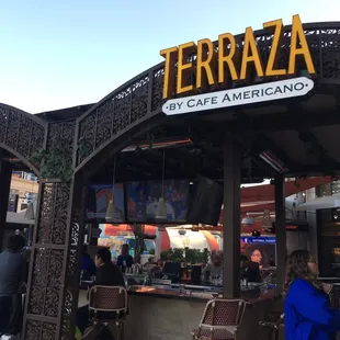 people eating outside