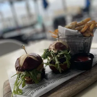 Kobe beef pretzel sliders &amp; truffle fries