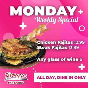 Enjoying fajitas especial with wine at Terrazas Bar &amp; Grill!  #mexicanfood #TerrazasBarAndGrill #Winepromo #johnscreekgeorgia