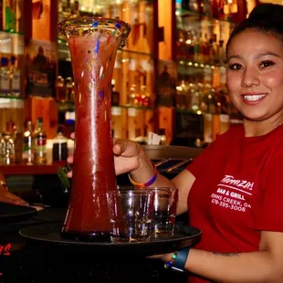 Strawberry Basil margarita pitcher for sharing.