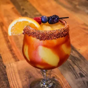 a glass of fruity drink