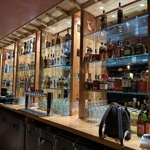 shelves of liquor