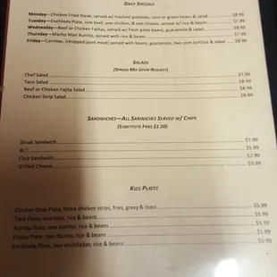 menu
