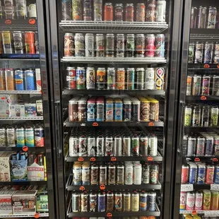 a display of cans of beer