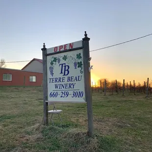 a sign for the winery