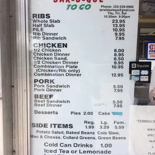 the menu