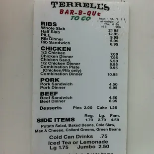 the menu