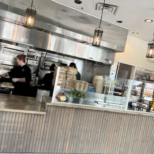 the kitchen of a restaurant
