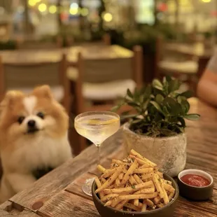 Hendrick's shaken w/ twist ($17) + Za'atar Fries ($9)