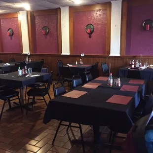 empty tables and chairs