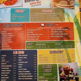 Menu as of June 2023. Egg prices up.