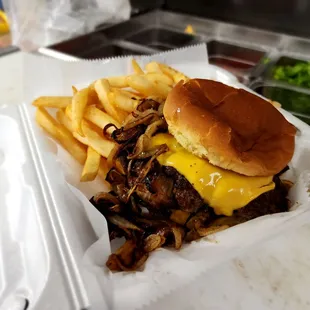 A delicious onion burger. Only here.