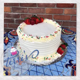 a cake with strawberries on top