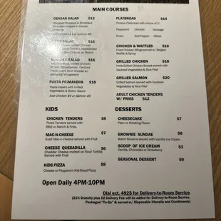 the menu