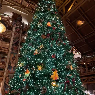a christmas tree in the lobby