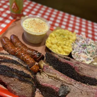 Sausage, brisket, and beef ribs