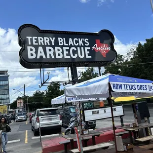 The sign out front