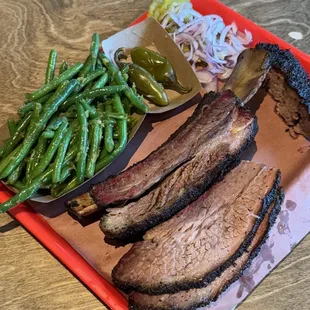 Brisket, beef rib, green beans